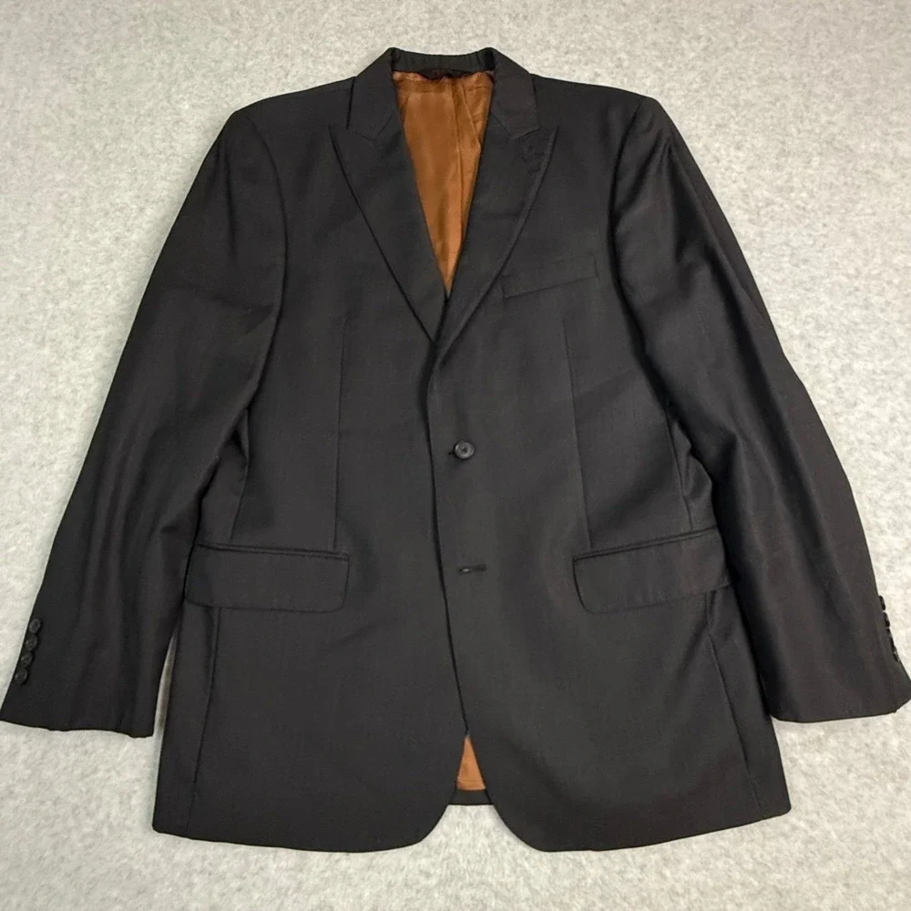 JOS. A. BANK Men's Blazer‎ Size 42L 100% Wool Slim-Fit Sport Coat Black Jacket